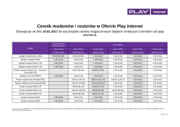 Cennik modem&oacute;w i router&oacute;w w Ofercie Play Internet