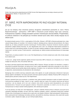 policja.pl st. sierż. piotr napiórkowski po raz kolejny ratował życie