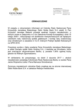 oświadczenie - Getin Noble Bank