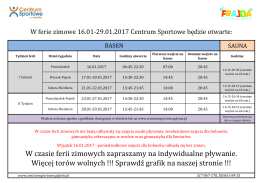 W czasie ferii zimowych zapraszamy na indywidualne pływanie