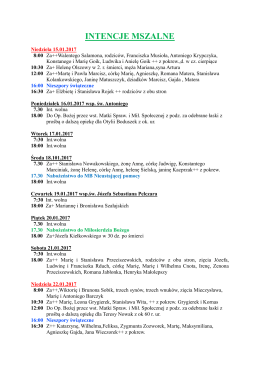 INTENCJE MSZALNE