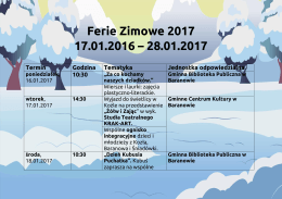 Program ferii zimowych 2017