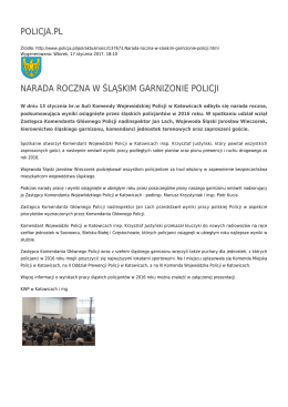 POLICJA.PL NARADA ROCZNA W ŚLĄSKIM GARNIZONIE POLICJI