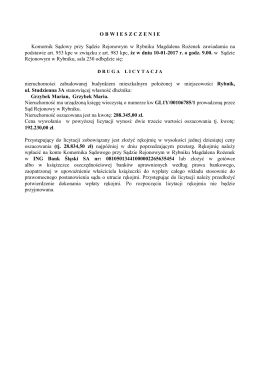 10 stycznia 2017 r - Komornik Sądowy Magdalena Rożenek w