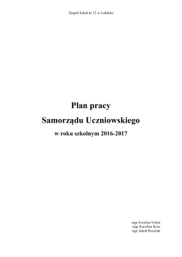 Plan pracy - ZS 12 w Lublinie