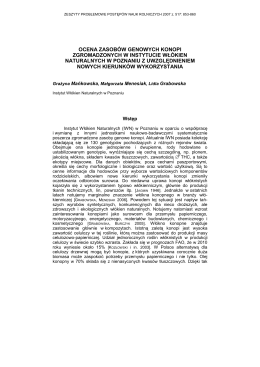 ocena zasobów genowych konopi zgromadzonych w instytucie