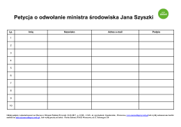 Petycja o odwołanie ministra środowiska Jana Szyszki