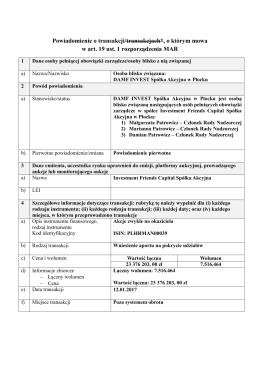 Powiadomienie o transakcji/transakcjach*, o kt&oacute;rym mowa w art. 19