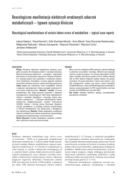 Neurological manifestations of certain inborn errors of metabol ism