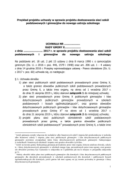 Przykład projektu uchwały w sprawie projektu dostosowania sieci