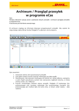 Archiwum / Przegląd przesyłek w programie eCas