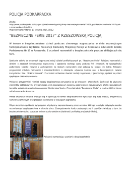 "bezpieczne ferie 2017" z rzeszowską policją