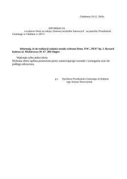 Artykuły biurowe - Przedszkole Gminne w Chobieni