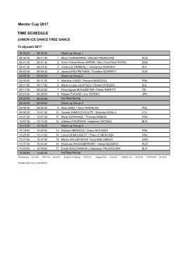 Mentor Cup 2017 TIME SCHEDULE