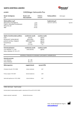 KARTA KONTROLI JAKOŚCI CHROMagar Salmonella Plus