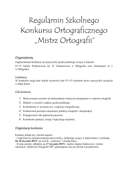 Regulamin Szkolnego Konkursu Ortograficznego