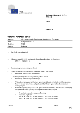 5101/17 jw/mk 1 DGB 1. Przyjęcie porządku obrad I 2. Skrócony