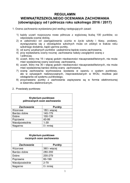 Punktowy system oceniania z zachowania