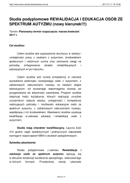 Studia podyplomowe REWALIDACJA I EDUKACJA OSÓB ZE
