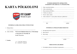 karta półkoloni - Fundacja Fit Camp