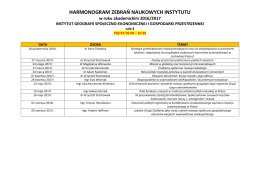 harmonogram zebrań naukowych instytutu