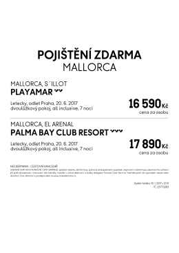 Mallorca all inclusive odlet z Prahy 20.6.2017