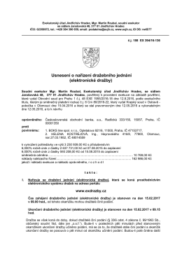 Usnesení o nařízení dražebního jednání (elektronické dražby)