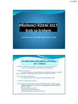 PŘIJÍMACÍ ŘÍZENÍ 2017 krok za krokem