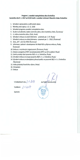 Program 1. jedn&aacute;n&iacute; zastupitelstva obce