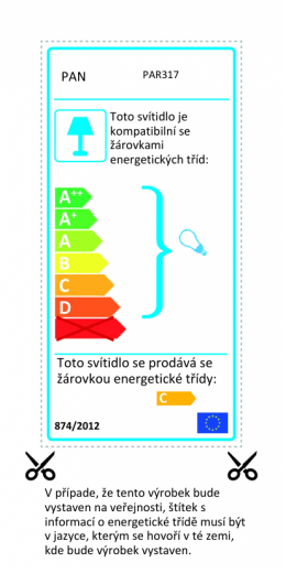 PAN Toto sv&iacute;tidlo se prod&aacute;v&aacute; se ž&aacute;rovkou energetick&eacute; tř&iacute;dy: