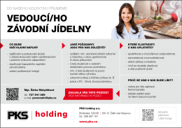 VEDOUCÍ/HO ZÁVODNÍ JÍDELNY