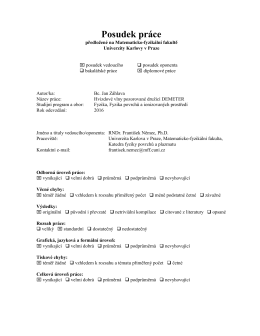 Posudek práce - Univerzita Karlova
