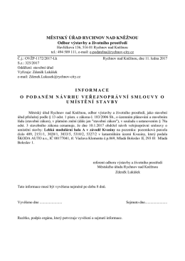 INFORMACE O PODANÉM NÁVRHU VEŘEJNOPRÁVNÍ SMLOUVY