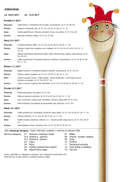 Jídelní lístek od 9. do 13. 1. 2017