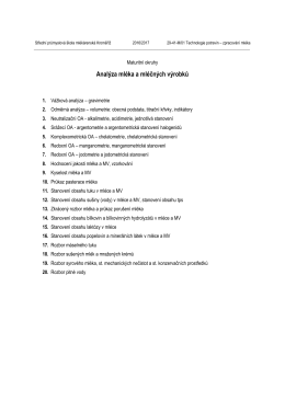 Anal&yacute;za ml&eacute;ka a ml&eacute;čn&yacute;ch v&yacute;robků