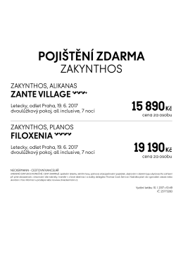 Zakynthos all inclusive odlet z Prahy 19.6.2017