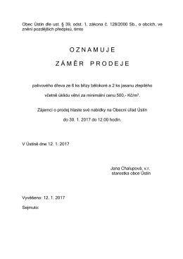 oznamujez á m ě rprodeje