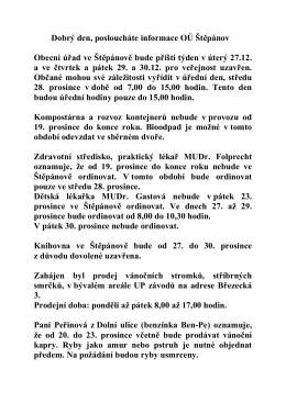 Hlášení rozhlasu 19. 12. 2016