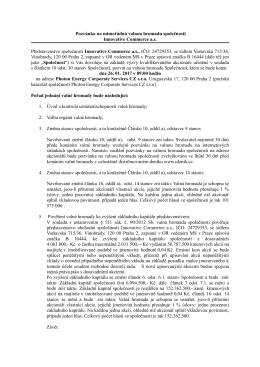 Pozvánka na mimořádná valnou hromadu