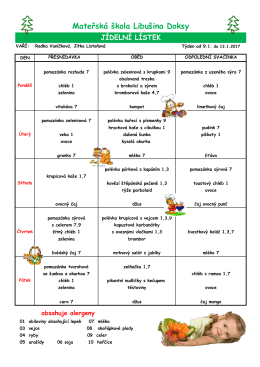 Jídelníček od 9.1. do 13.1.2017