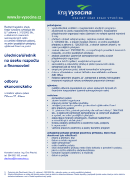 Úřednice/úředník na úseku rozpočtu a financování
