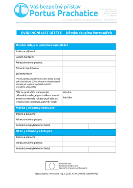 EVIDENČNÍ LIST DÍTĚTE - Dětská skupina
