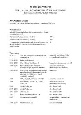 PROFESNÍ ŽIVOTOPIS ÚŘAD PRO ZASTUPOVÁNÍ STÁTU VE