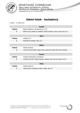 SPORTOVNÍ GYMNÁZIUM Jídelní lístek