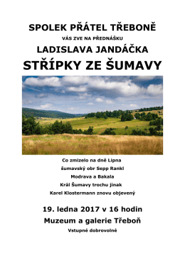 pozvánka Střípky ze Šumavy