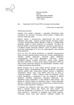 Stanovisko Hnut&iacute; Pro život ČR ke &bdquo;Koncepci rodinn&eacute; politiky&ldquo;