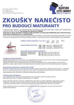 Agentura Lepší známky nabízí ZKOUŠKY