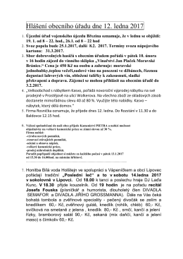 Hl&aacute;&scaron;en&iacute; O&Uacute; dne 11.01.2017