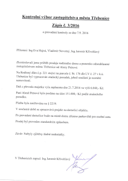 Kontrolní výbor - Zápis č. 3/2016