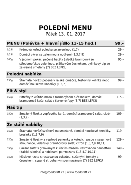 polední menu - restaurace v OD kika